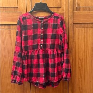 Jumping Beans Red and Black Checkered Adorable Holiday Shirt girls size 7